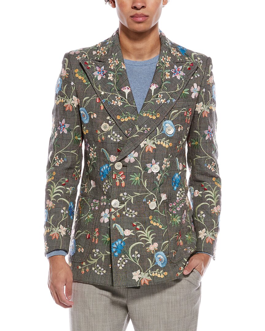 専用★GUCCI フローラ　ナイロンアウター Gucci Floral Embroidered Wool & Linen-Blend Plaid Jacket – Bluefly