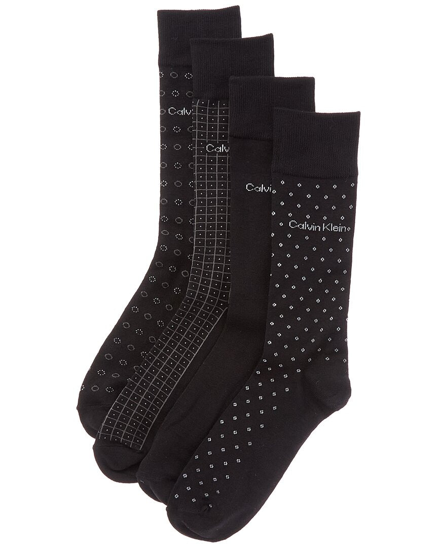 Calvin Klein 4Pk Flatknit Dress Crew Socks