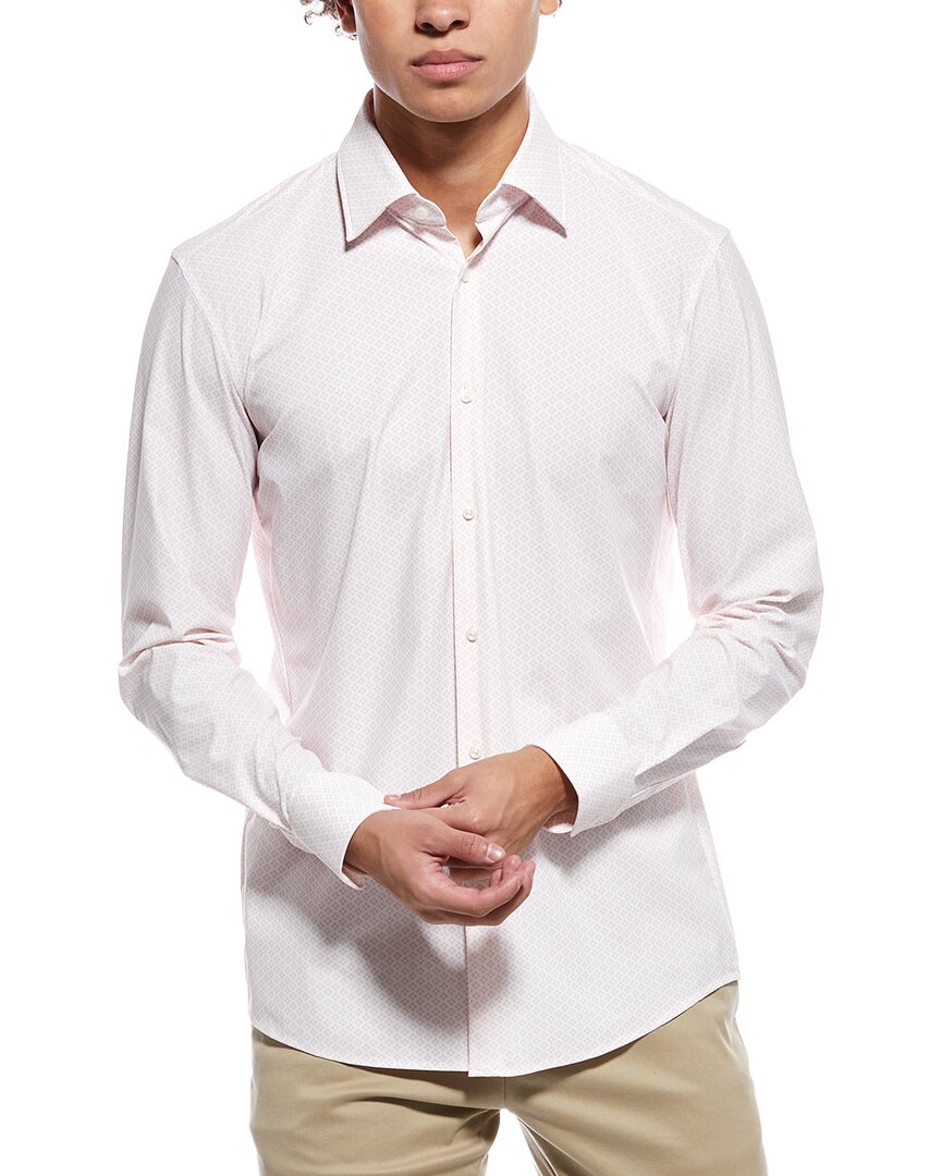 hugo boss pink dress shirt Hugo Boss Men's Pink Button Front Long Sleeve Dress Shirt Size 16.5 34/35 SM3