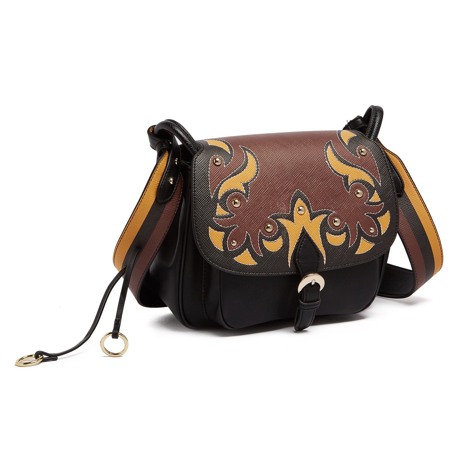 Tosca Blu Tan/Black Medium Western Applique Shoulder Bag TOSCA BLU 