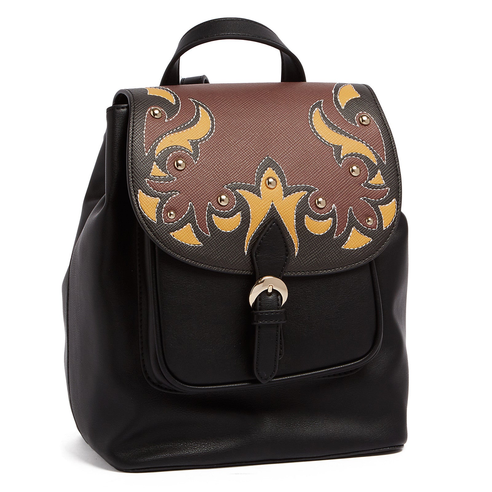 Tosca Blu Tan/Black Large Western Applique Flap Backpack  display picture 1