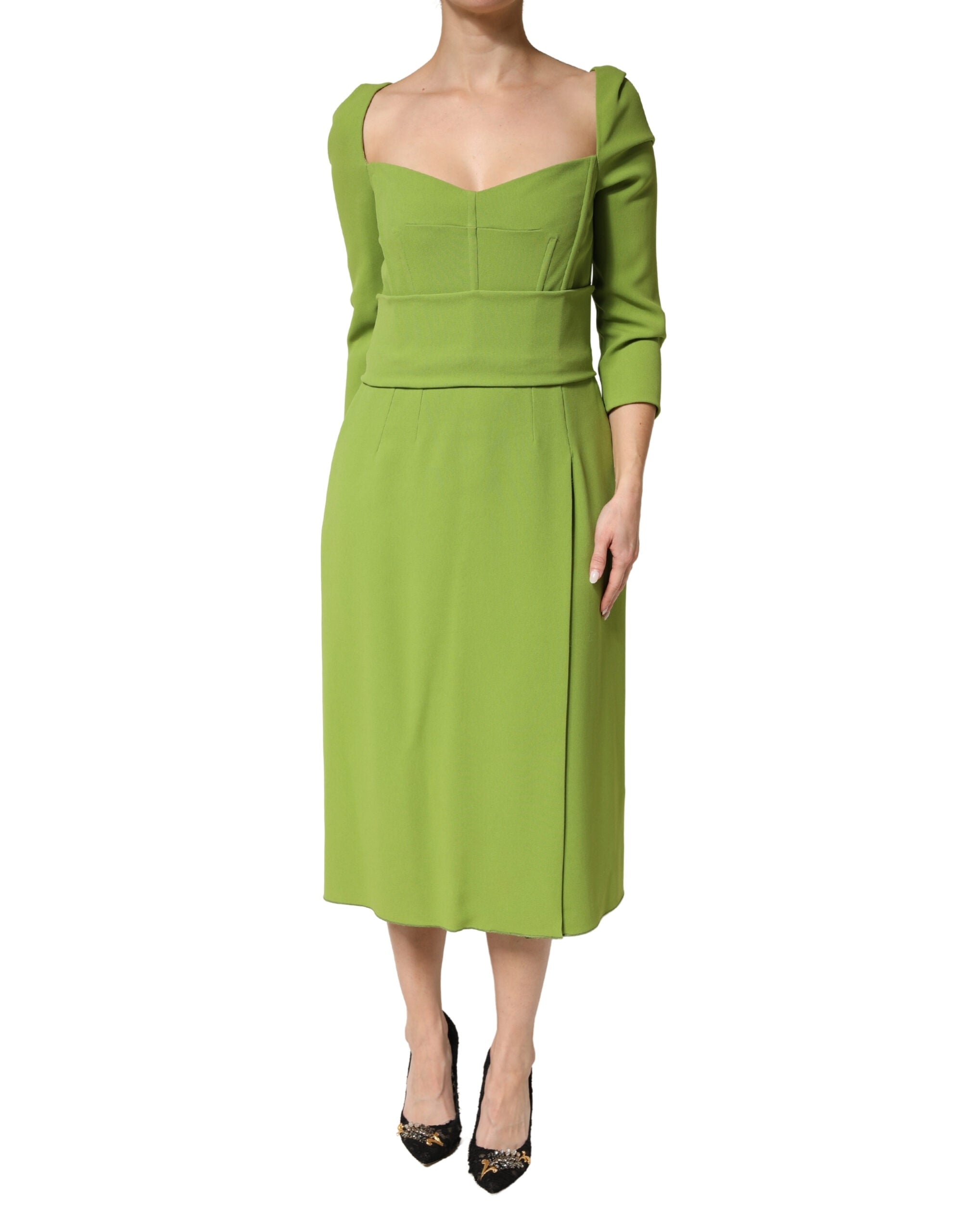 dolce and gabbana green silk dress & Sweetheart Neckline Midi Women's Sale Girls Clothing