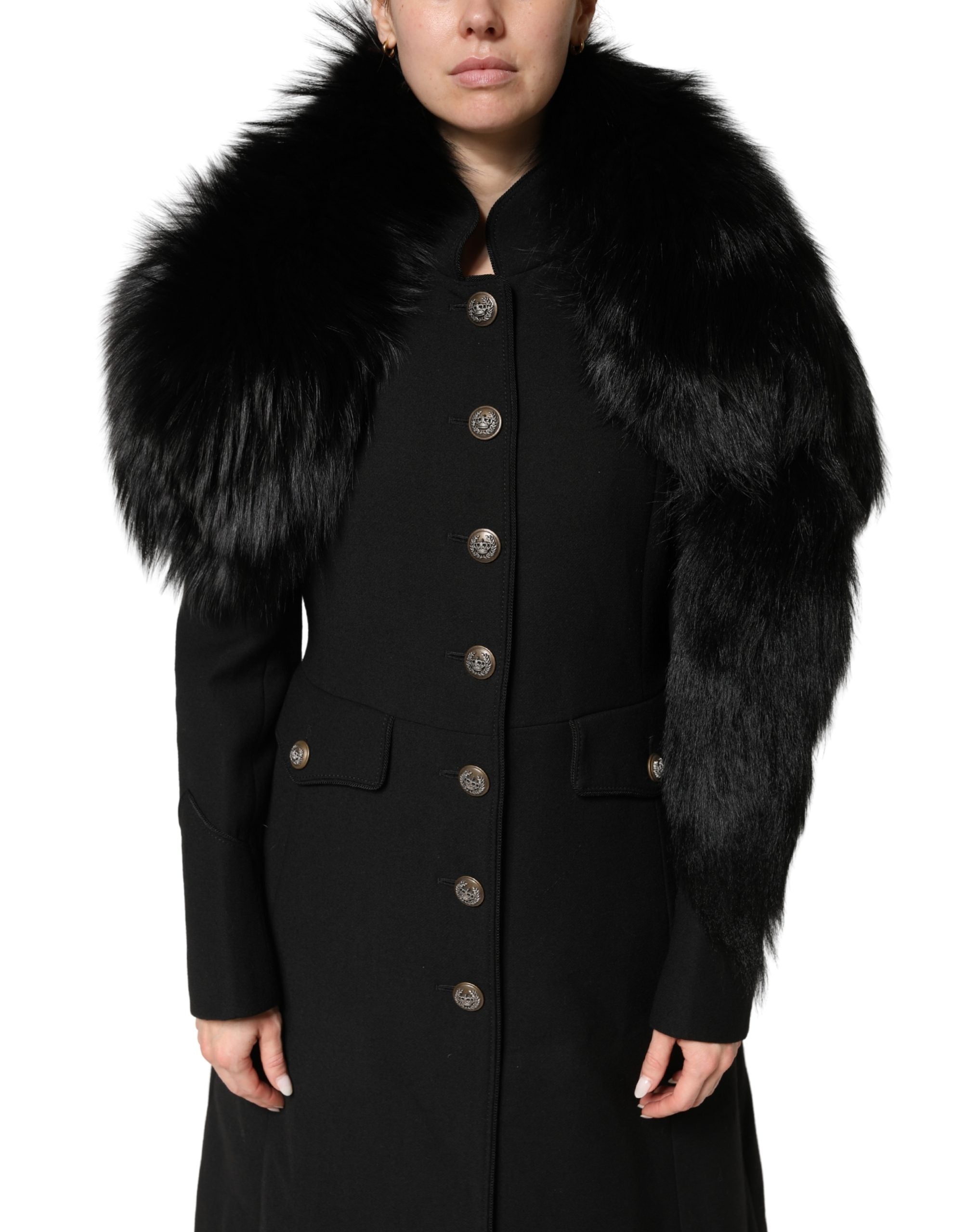 Dolce & Gabbana Black Faux Fur Whole Head Wrap Women\'s Hat Faux Fur Beanie Hat – Village Hat Shop main image 2