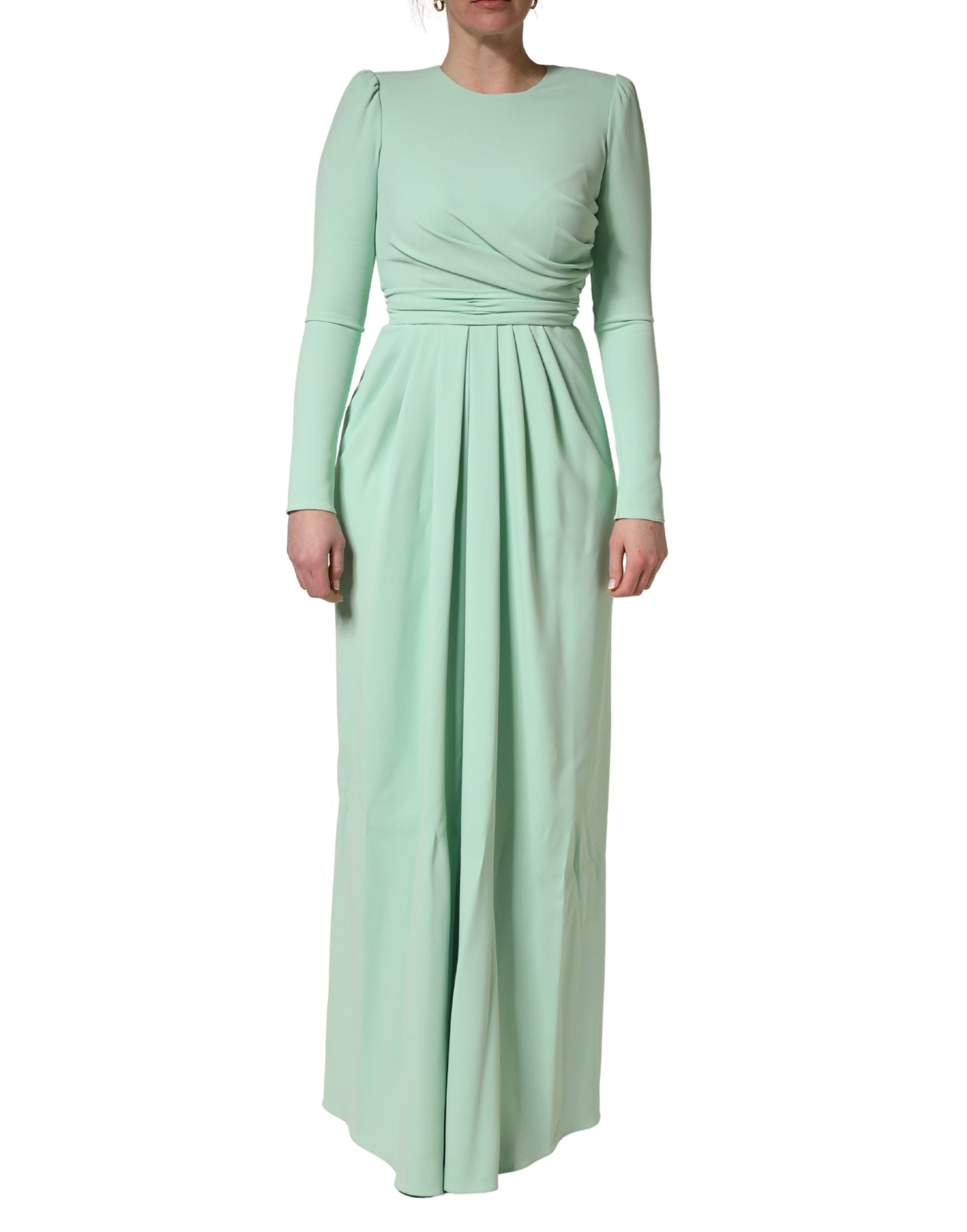 dolce gabbana formal dresses & Green Viscose Long Sleeves Long Gown Dress vintage dolce and gabbana runway