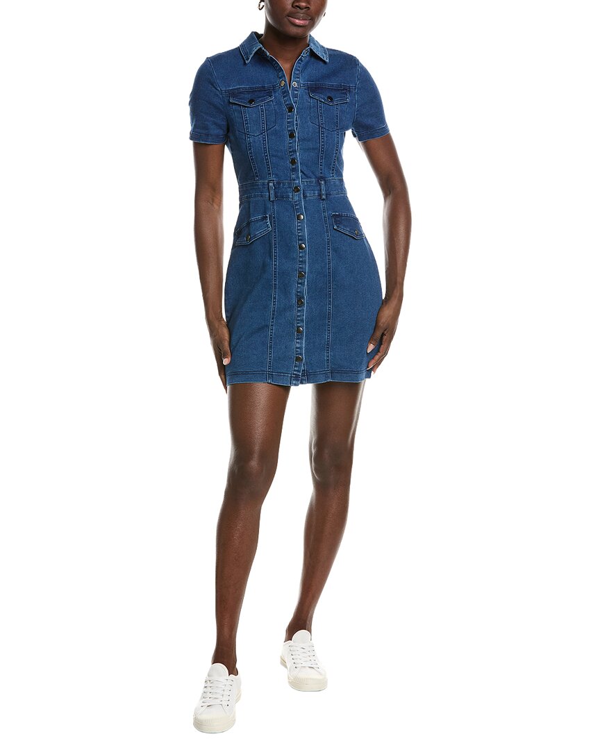 cinched denim dress Bleach Wash boohoo Plus Gold Button Cinched Denim Dress