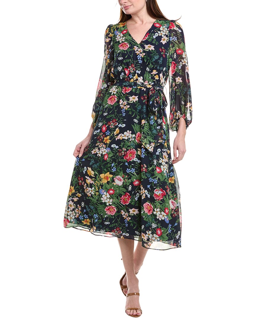 Anne Klein Printed V-Neck Midi Dress – Bluefly