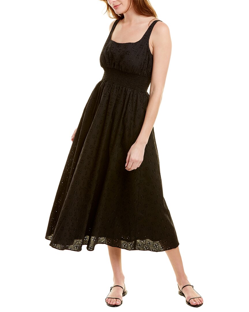 Pearl By Lela Rose Floral Eyelet Midi Dress, 4 / Black