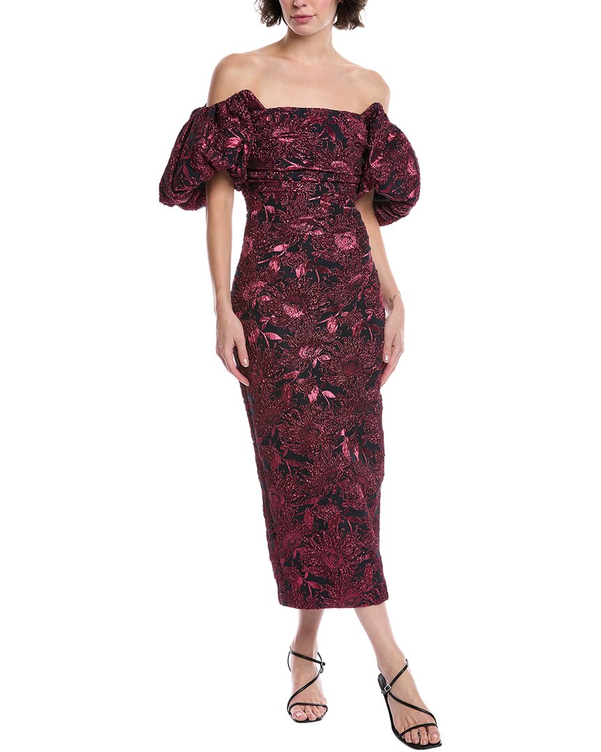 knee length dresses for ladies Lela Rose Metallic Jacquard Cocktail Dress, 2