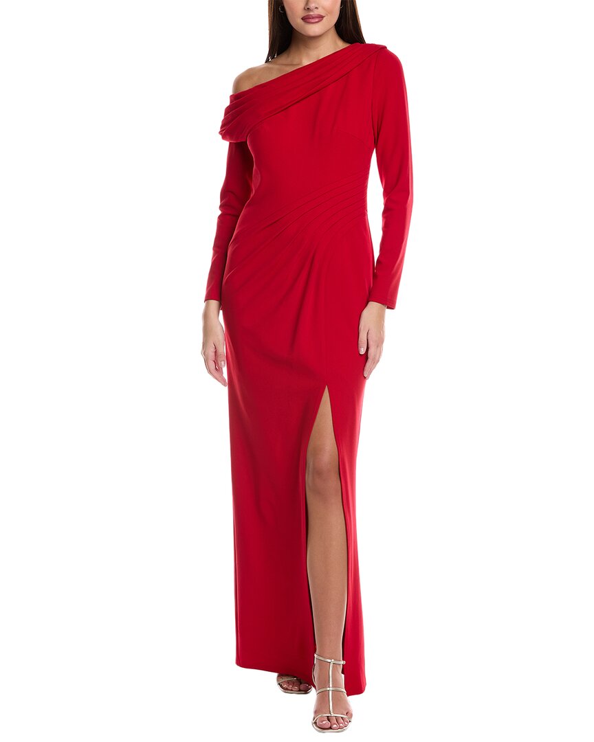 Tadashi Shoji Pleated Off-The-Shoulder Gown