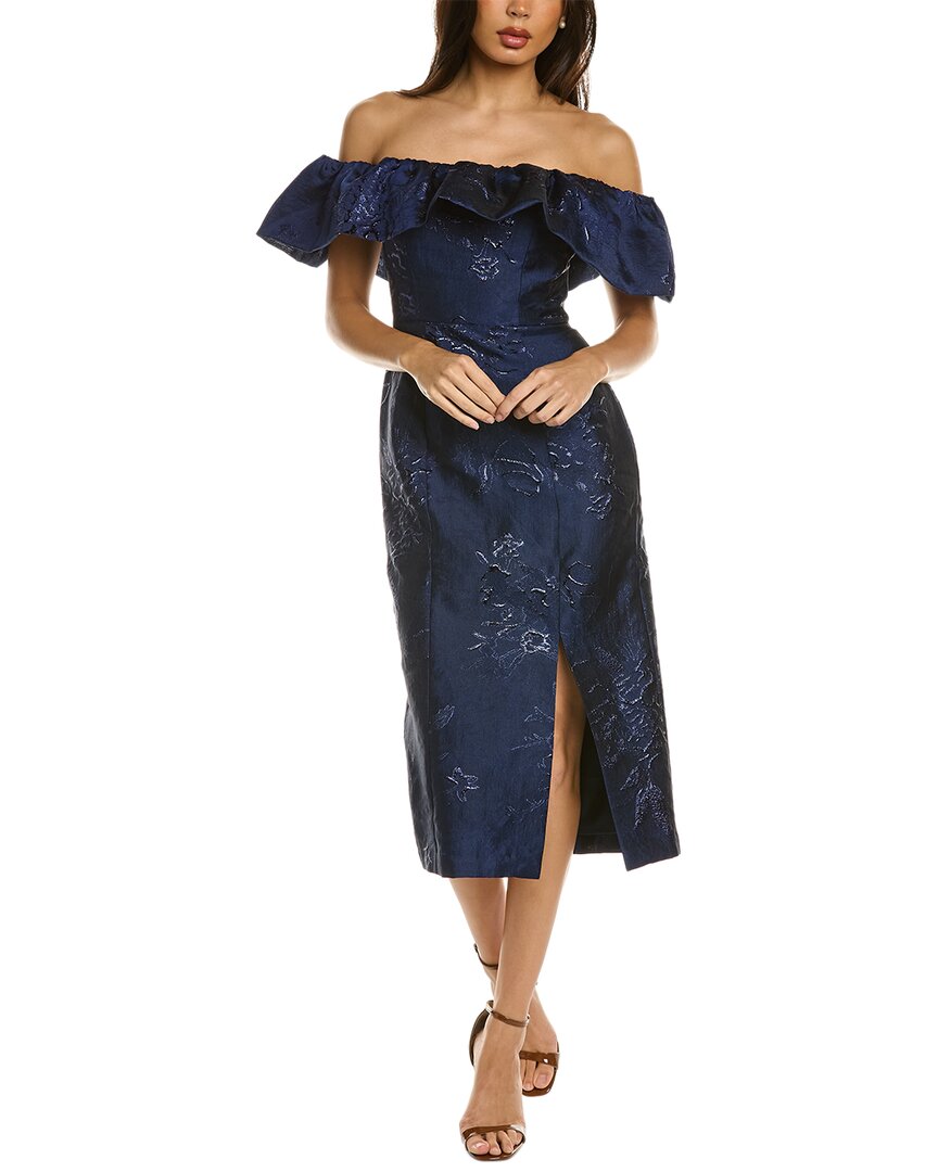ml Monique Lhuillier Off-The-Shoulder Midi Dress ml Monique Lhuillier Off-The-Shoulder Midi Dress