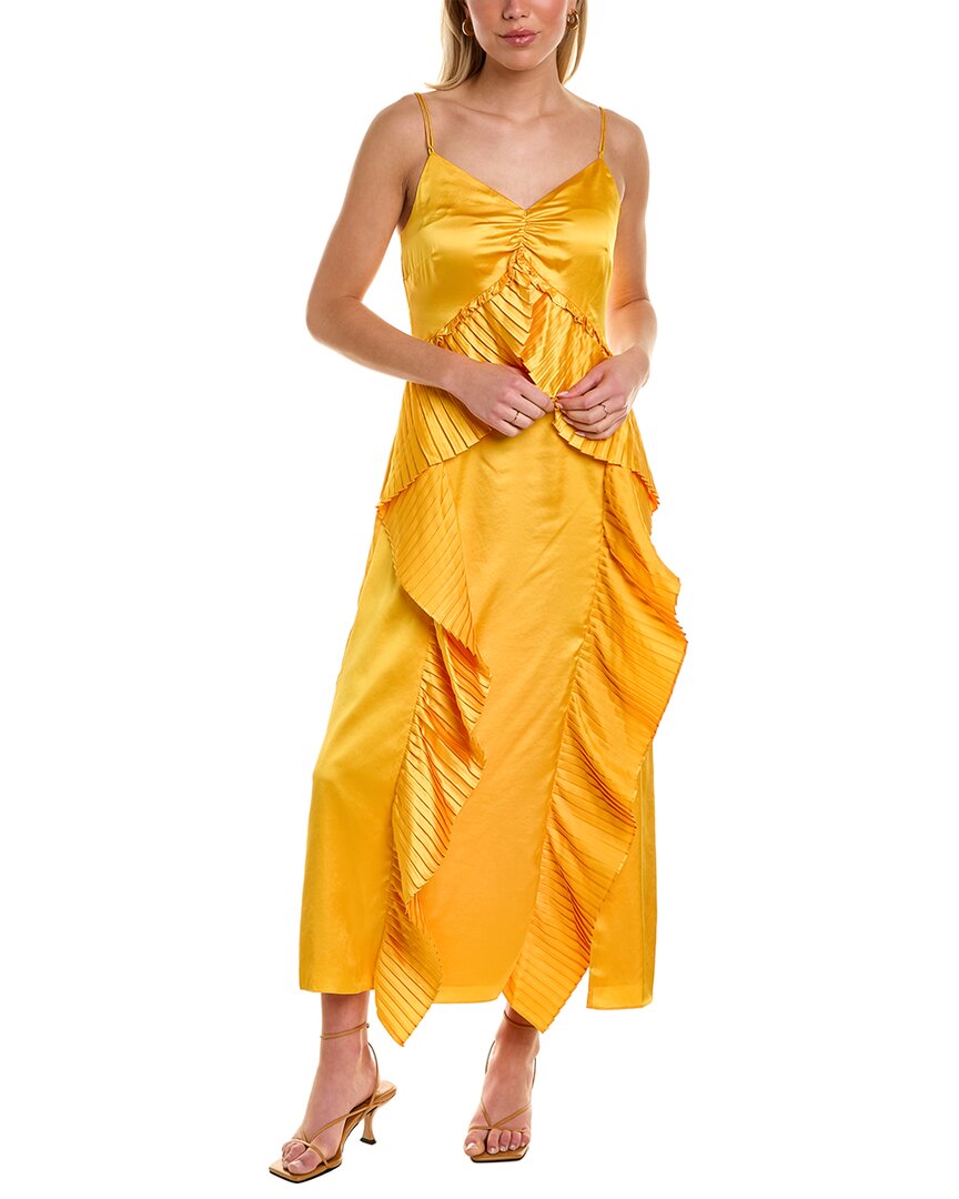 knee length dresses for ladies Amur Leena Pleated Maxi Dress, Yellow / 4