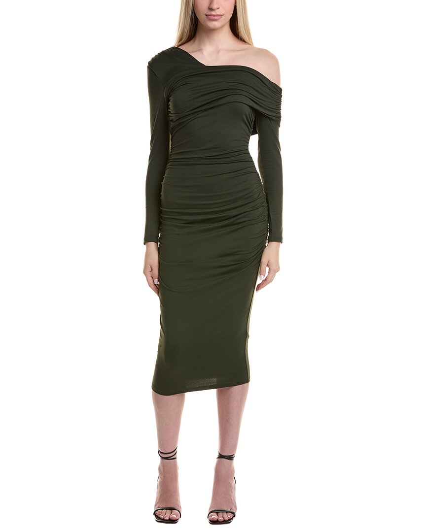 green emerald velvet dress Susana Monaco Off-Shoulder Midi Dress
