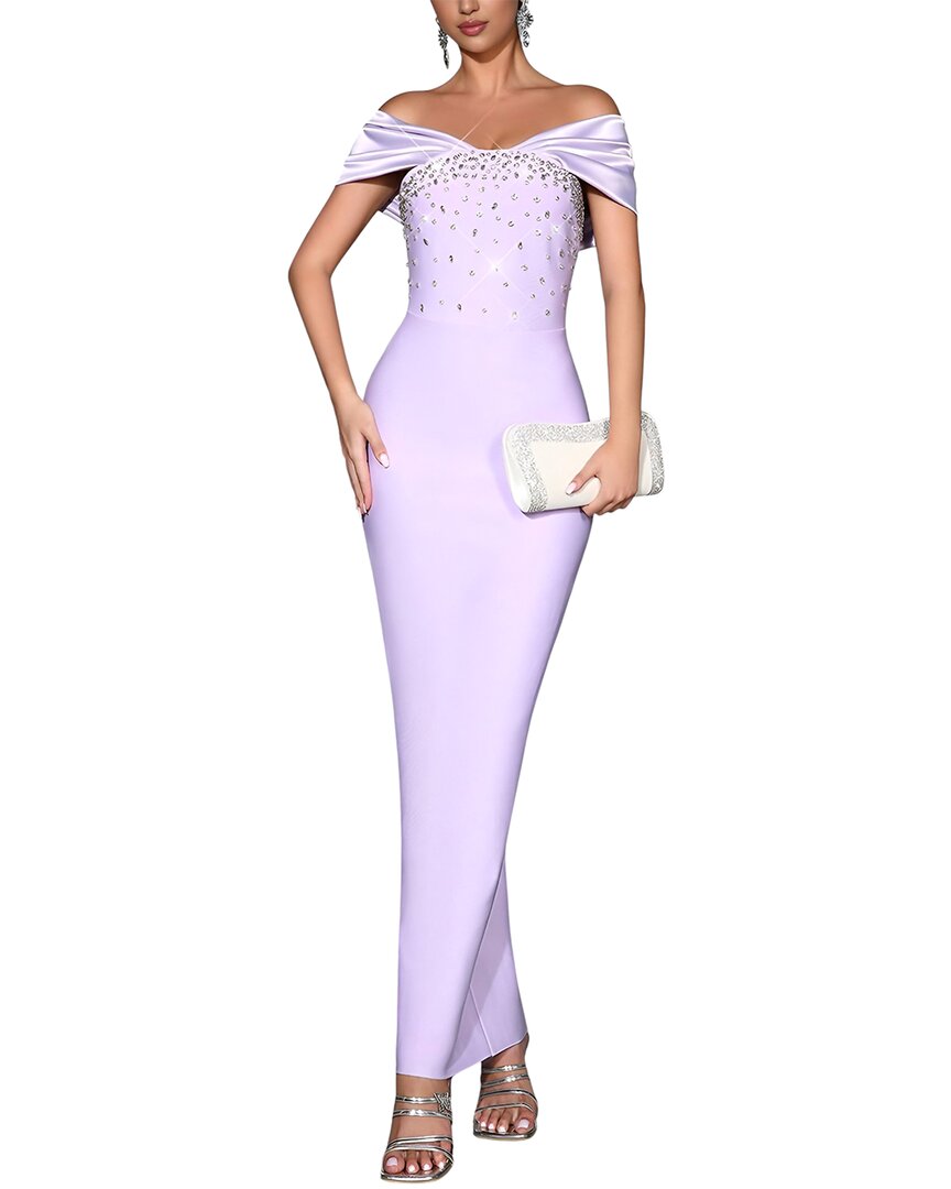 chinese dress ladies Rhinestone Glam Maxi Dress Medium / White