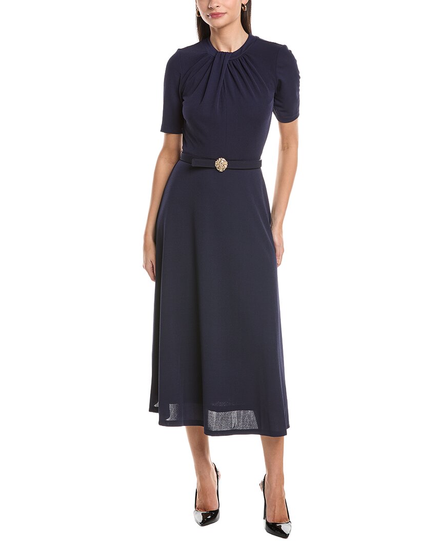 Anne Klein Women's Twist-Neck Flared Midi Dress - DEEP NAVY Anne Klein Women's Twist-Neck Flared Midi Dress - DEEP NAVY