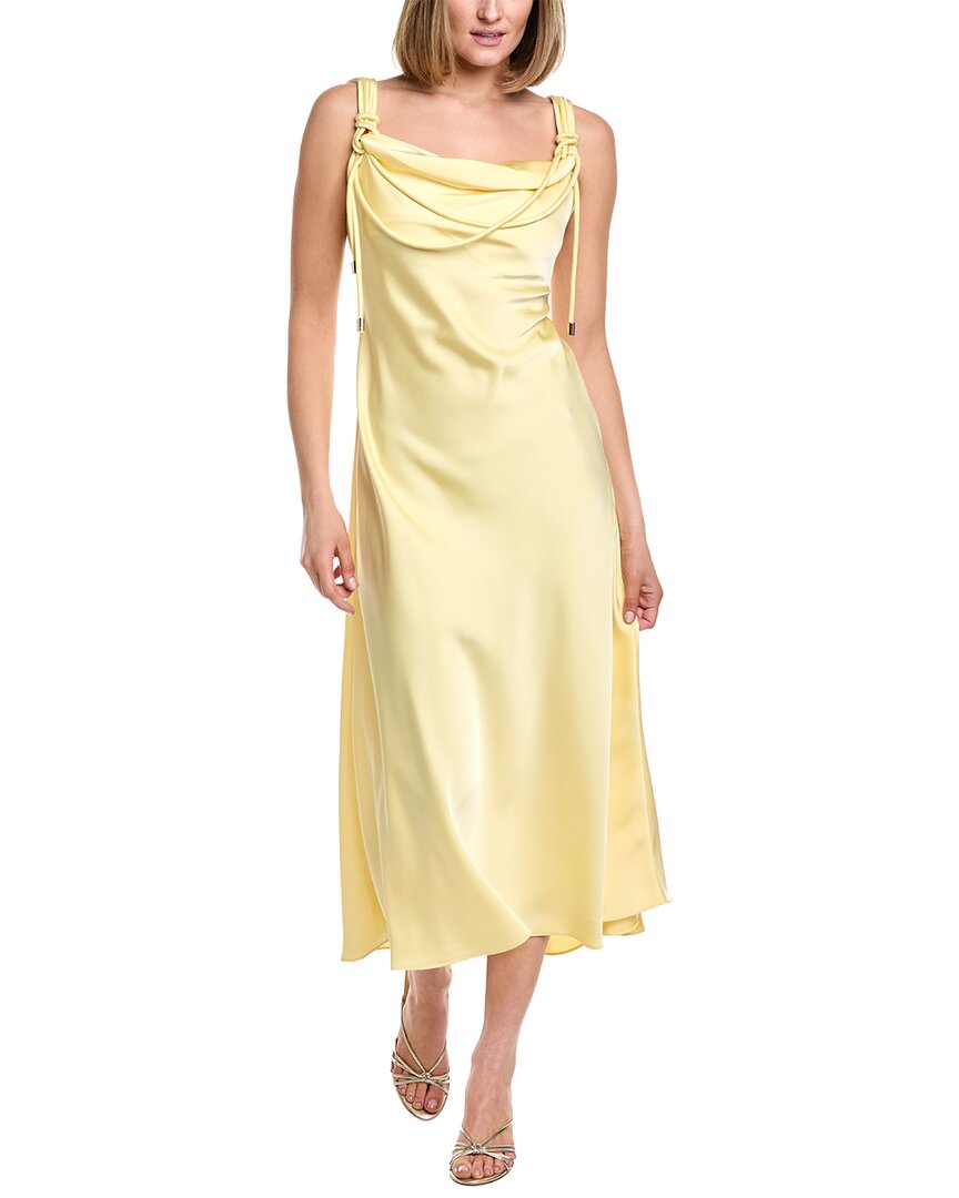 amur yellow dress Liza Pleated Midi 59 Height / 24 Color:Forge Check Beach Shop Think I'm In Love