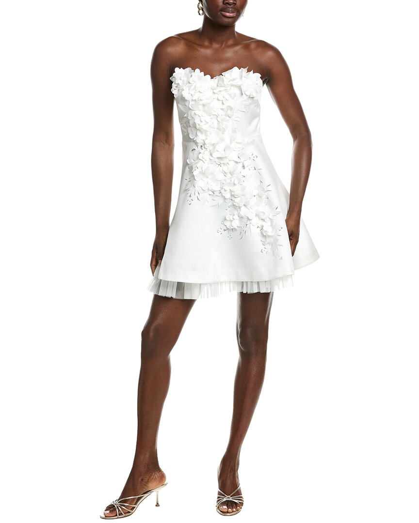 Badgley Mischka Mini A-Line Flower Cocktail Dress Badgley Mischka Mini A-Line Flower Cocktail Dress