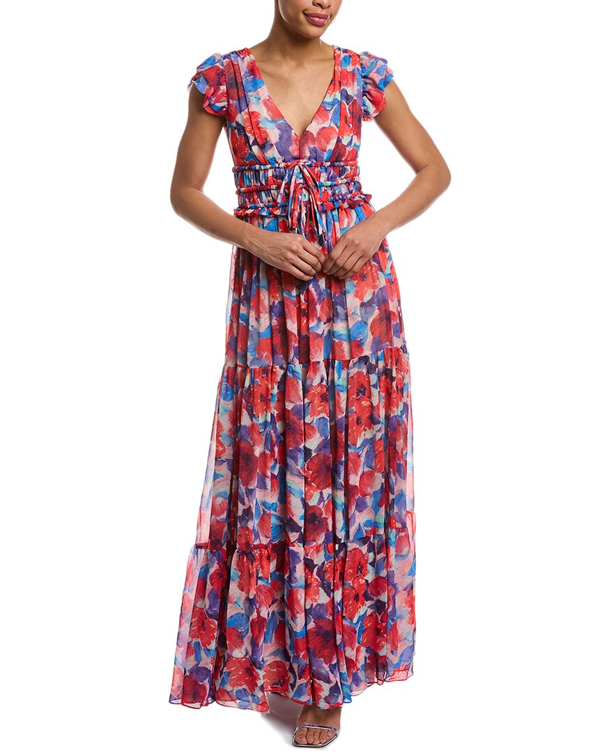 maxi batwing dress Beatrice Bat Wing Sleeve Satin Hydrangea Dress