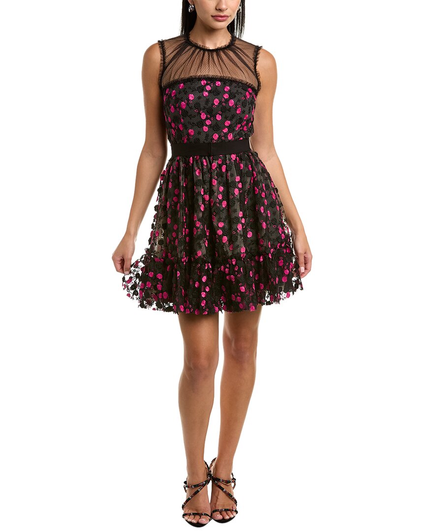 Zac Posen Embroidered Tulle Cocktail Dress, 0 / Black