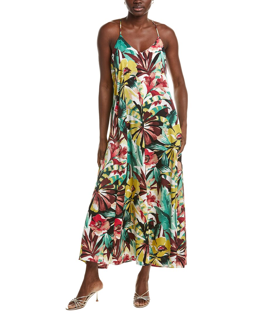 nicole by nicole miller maxi dress Printed Palma Satin magentoId:3950 selling palm print Plus Size Mother Of Color:Satin Black