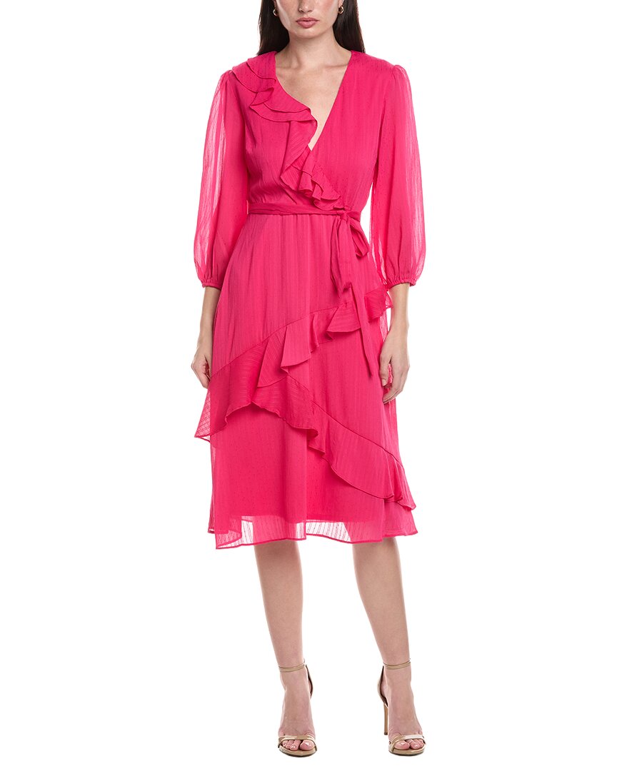 Maison Tara Stripe Sheer Chiffon Midi Dress, Hot Pink / 4 Maison Tara Stripe Sheer Chiffon Midi Dress, Hot Pink / 4