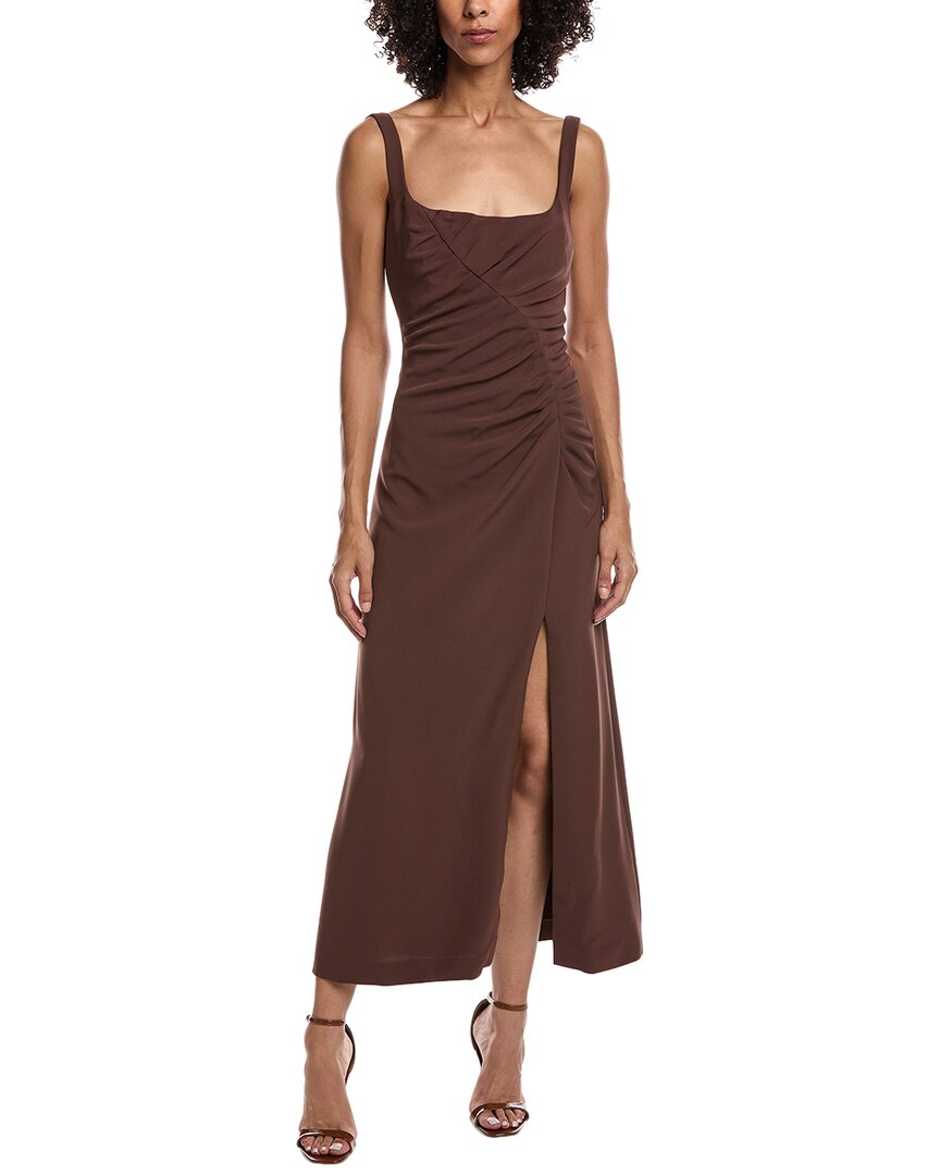Lela Rose Ruched Fluid Crepe Tank Dress