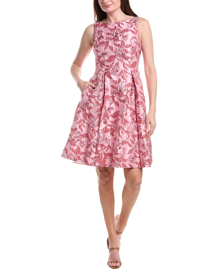 adrianna papell mini dresses Sleeveless Metallic Jacquard Cocktail Dress In Red Multi