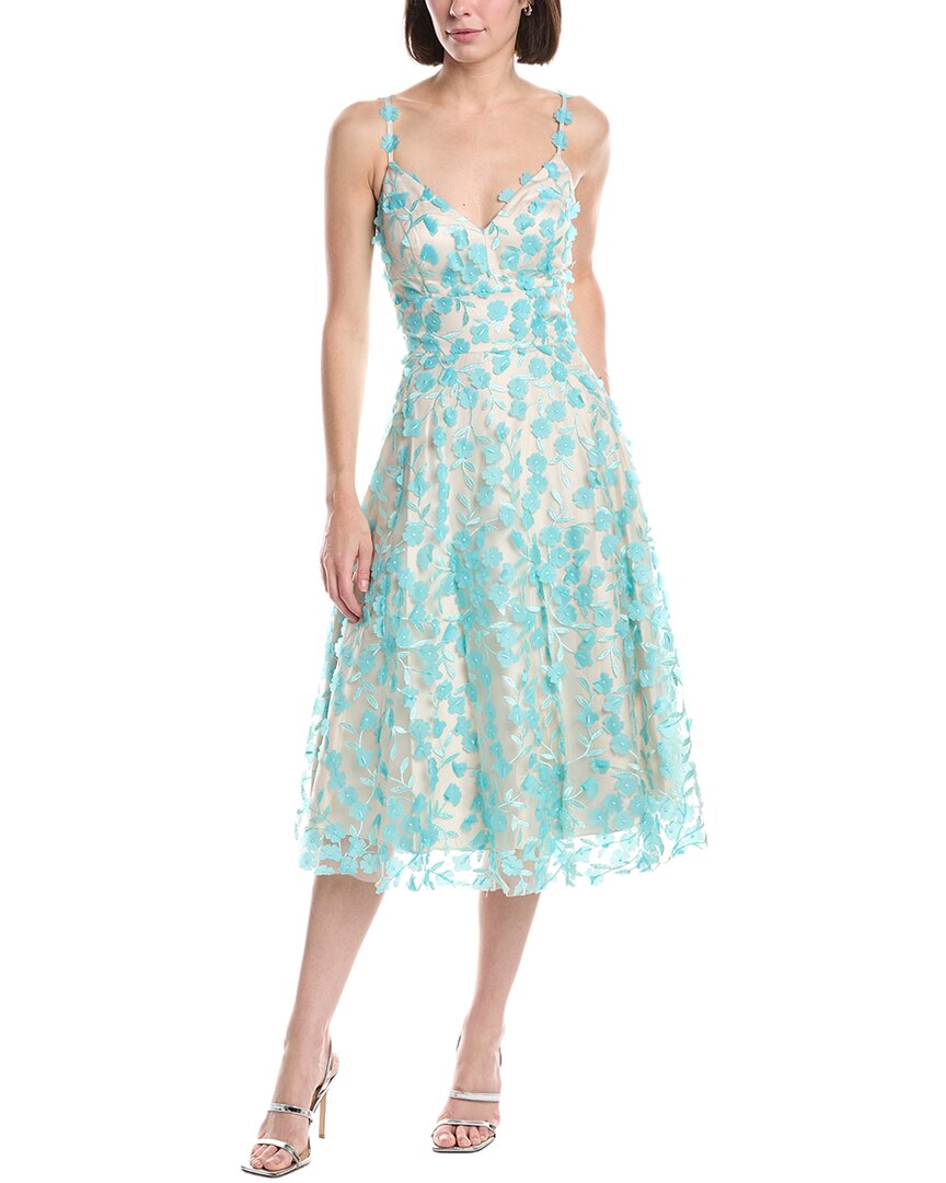 eliza j blue dress Eliza J Women's Floral V-Neck Sleeveless Fit & Flare Dress - Aqua