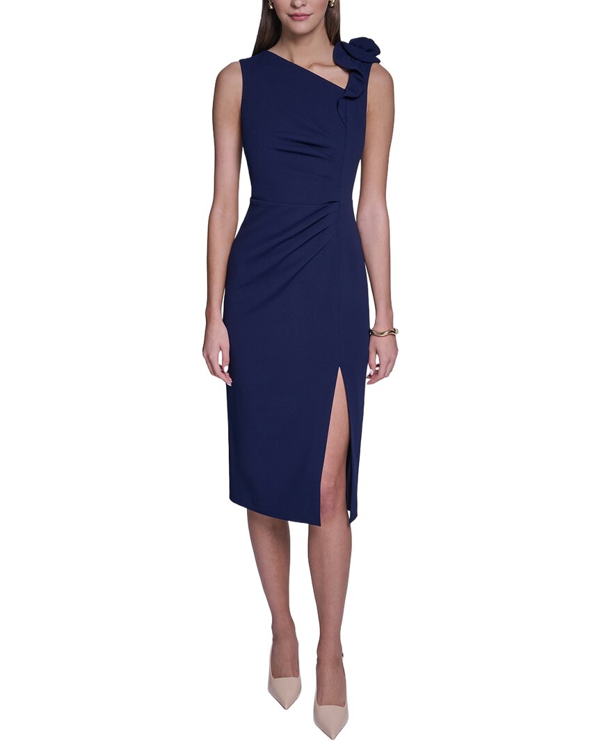 Halston Rose Detail Bodycon Midi Dress, Navy / 2
