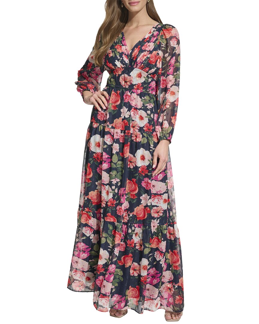 Eliza J Floral Long Sleeve Maxi Dress in Navy Multi at Nordstrom, Size 4
