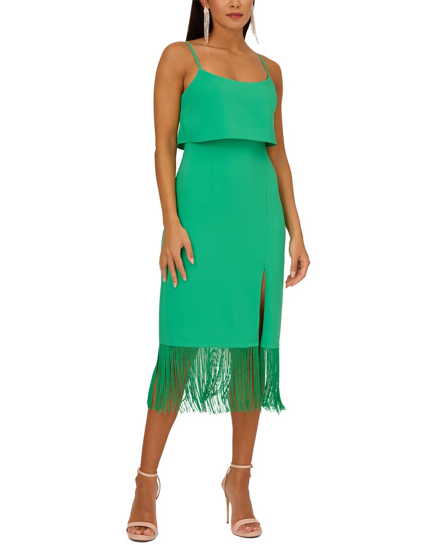 Adrianna by Adrianna Papell Womens Eve Crepe Midi Dress, 0, Green Adrianna by Adrianna Papell Womens Eve Crepe Midi Dress, 0, Green