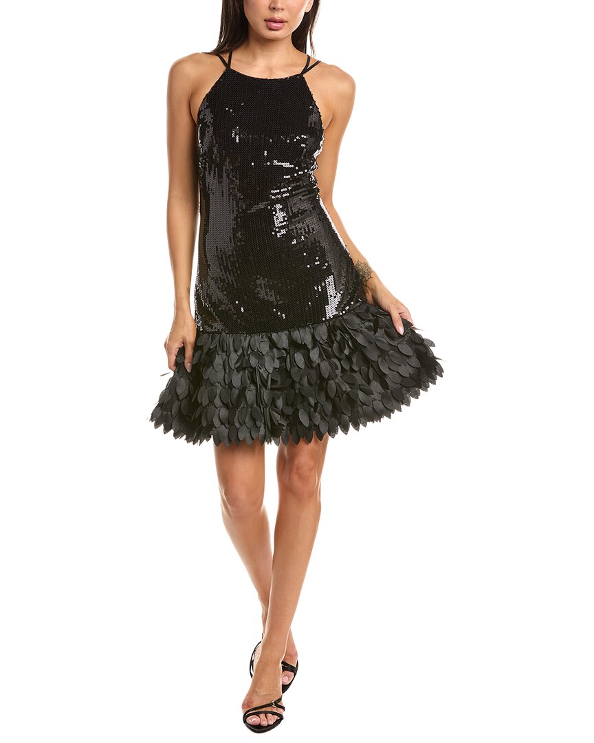 tadashi shoji mini dress Women's Leni Sequin Petal-Hem - Black The power of the pinkprincess adding red RENTAL PERIOD:4 DAYS