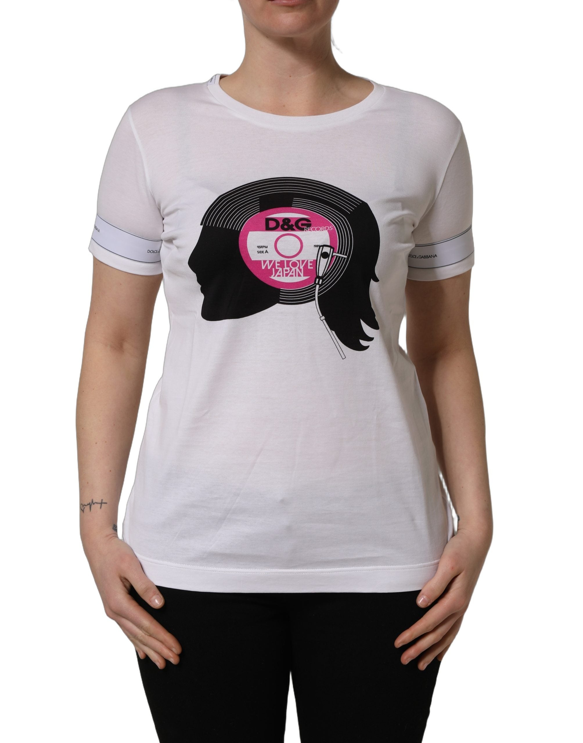 Dolce & Gabbana White D&G WE LOVE JAPAN Print Cotton Women's T