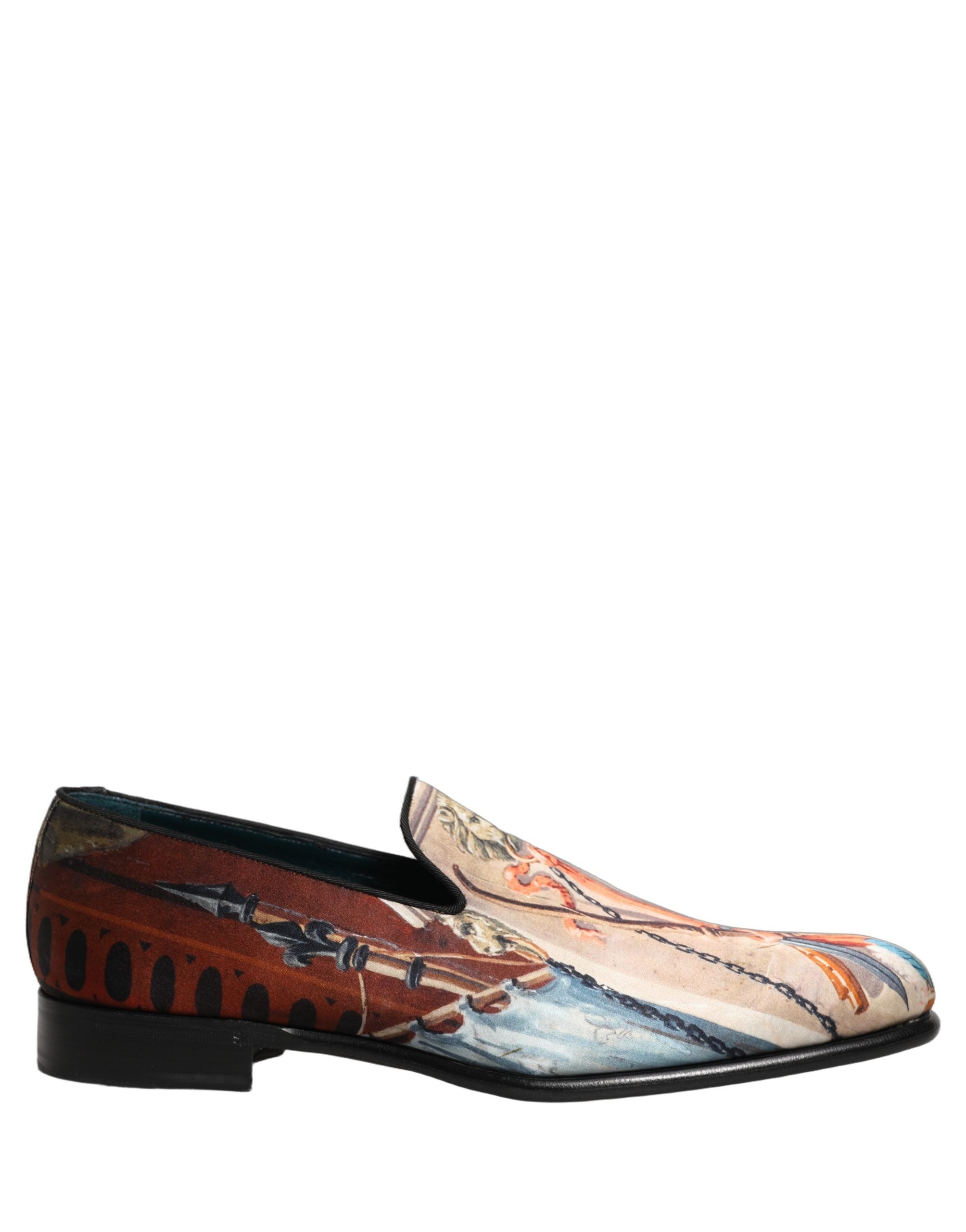 Dolce & Gabbana Multicolor Lion Print Slip On Loafers Men's Shoes