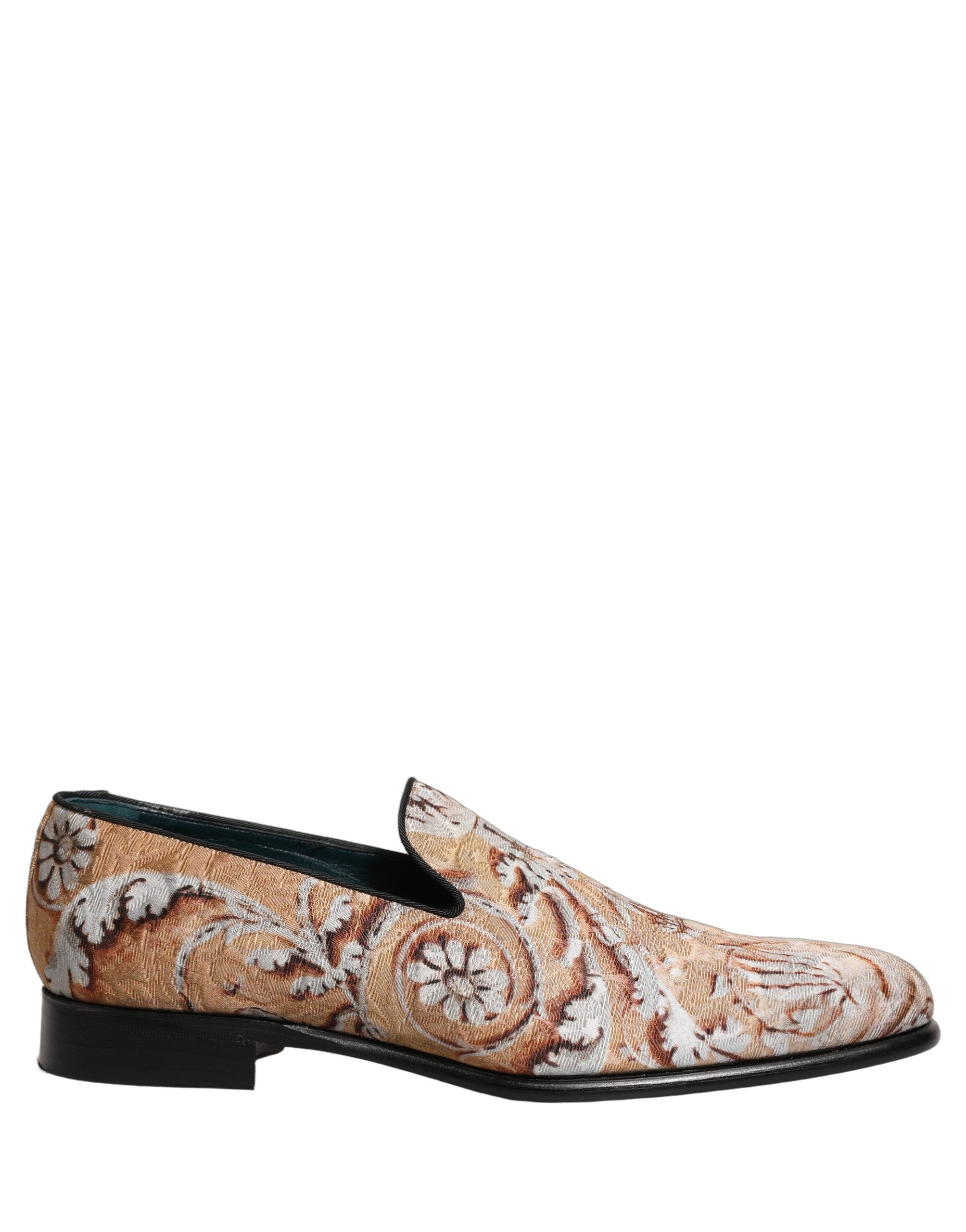 Dolce & Gabbana Gold Brocade Baroque Men Loafers Men display picture 1