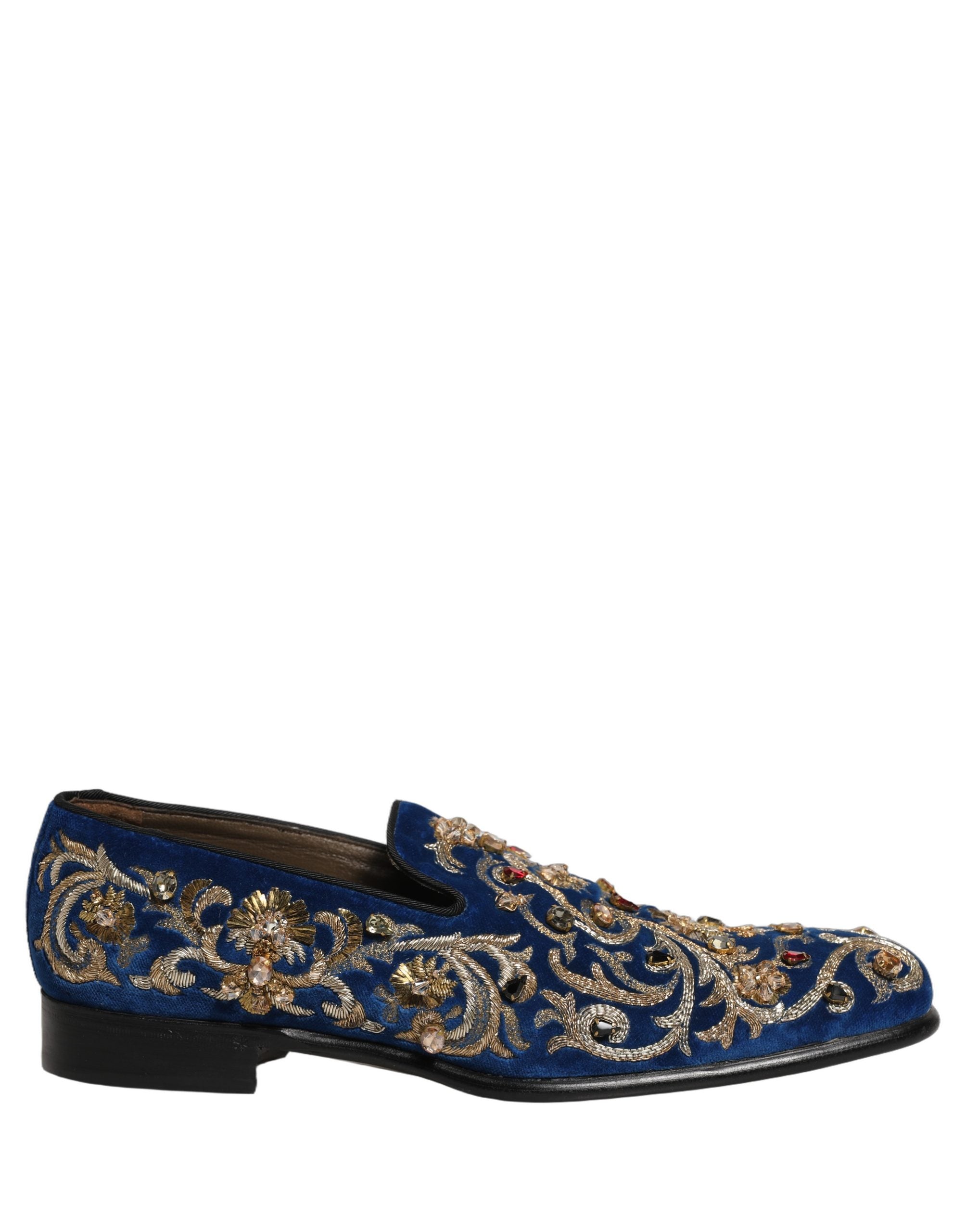 blue velvet dress shoes Dolce & Gabbana Embellished Loafers Men's term durability Women's Black Party & season:RS21 COLOR:Crimson