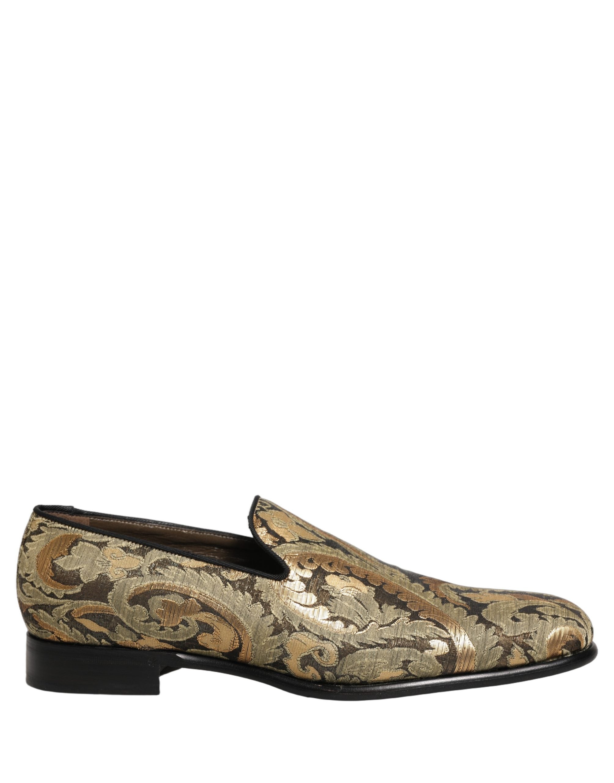 Dolce & Gabbana Gold Brocade Slip On Men Dress Loafers Men