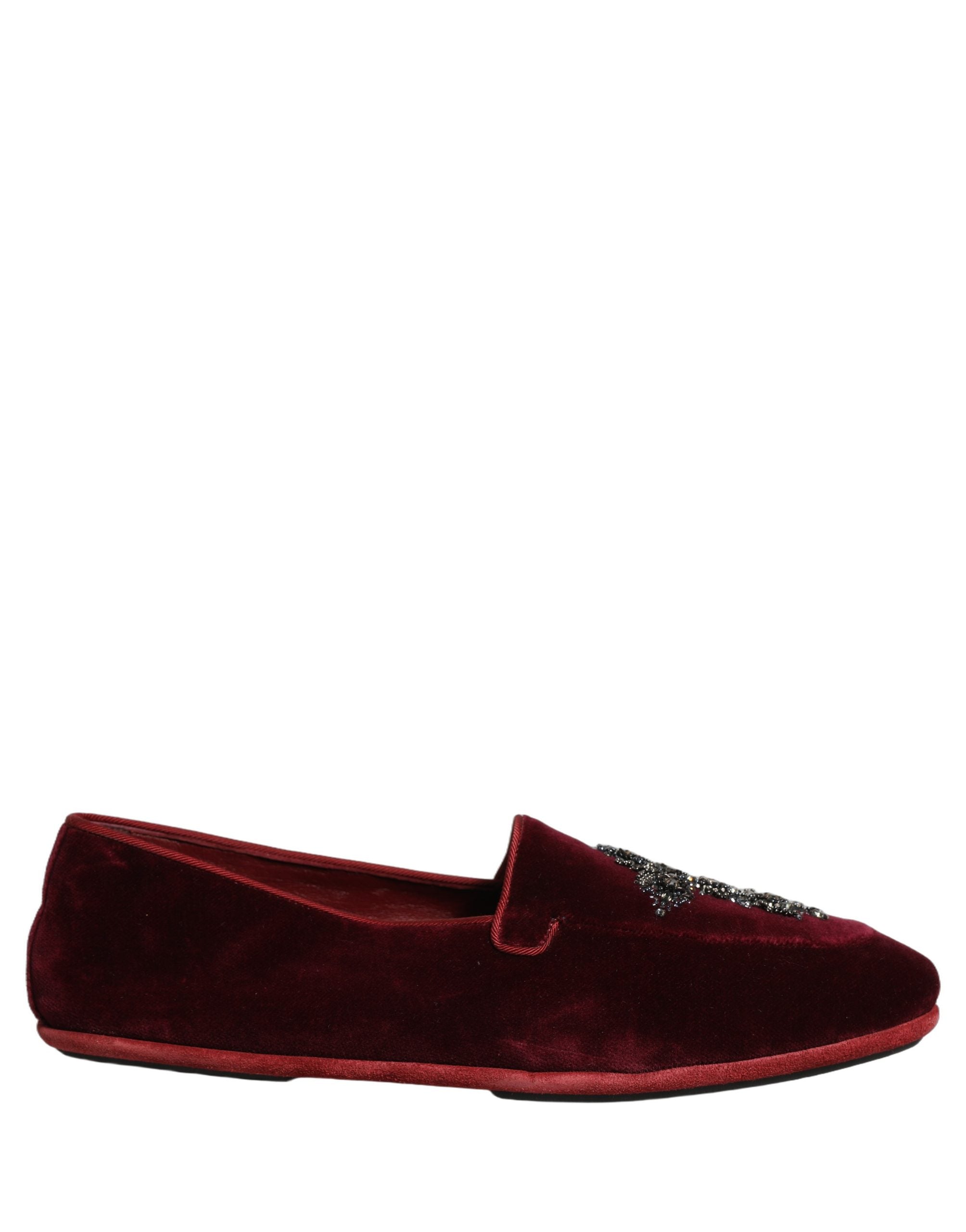 Dolce & Gabbana Red Velvet Men Slip On Loafers Dress Men\'s Shoes Dolce & Gabbana Red Velvet Men Slip On Loafers Dress Shoes main image 2