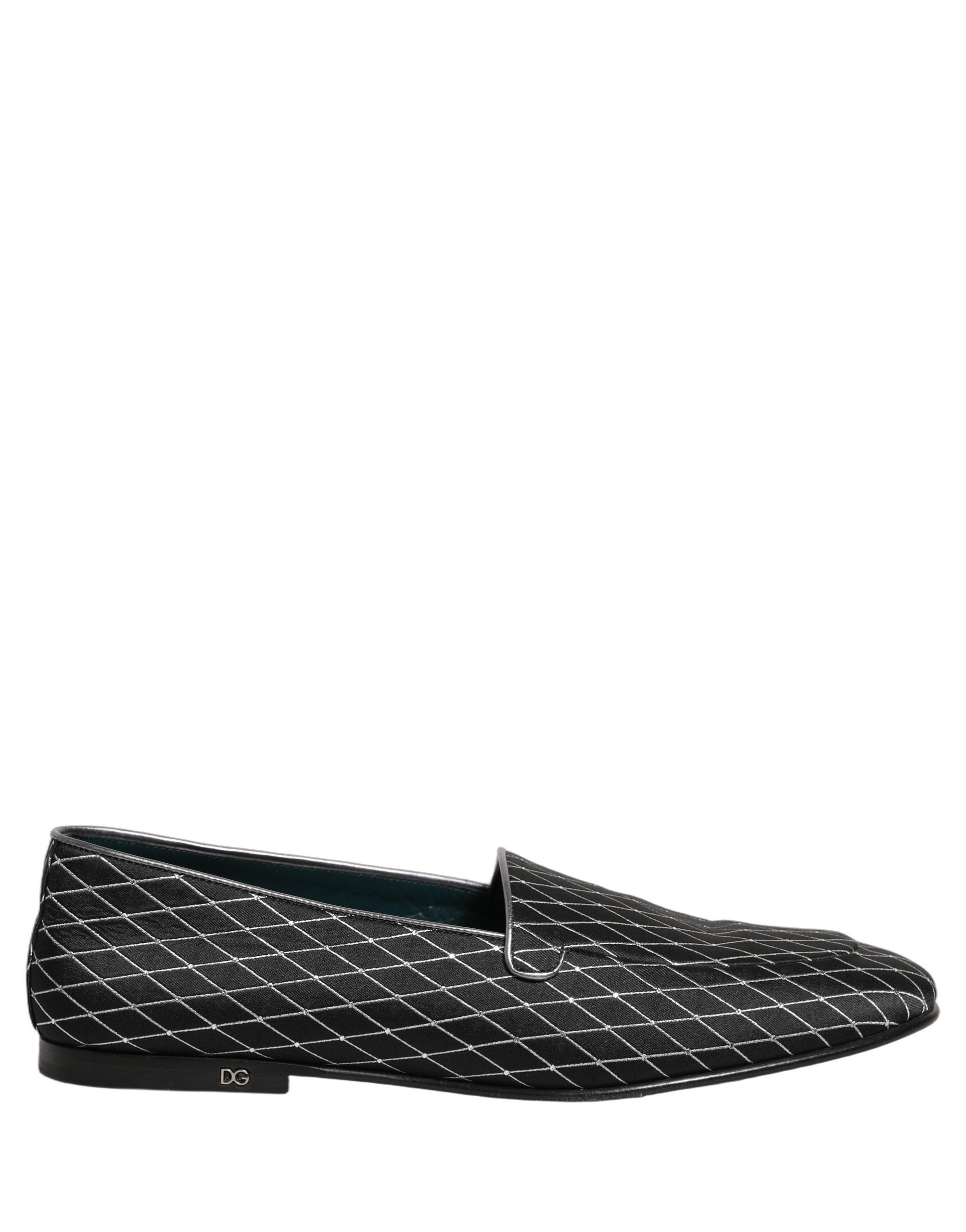 Dolce & Gabbana Black Velvet Diamond Stitched Loafers Men display picture 2