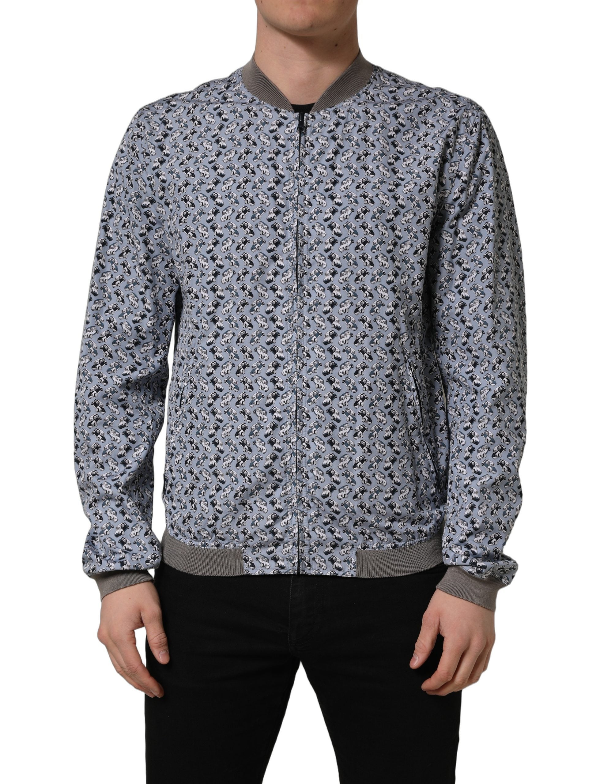 Dolce & Gabbana Light Blue Cotton Car Print Bomber Men's Jacket – Bluefly