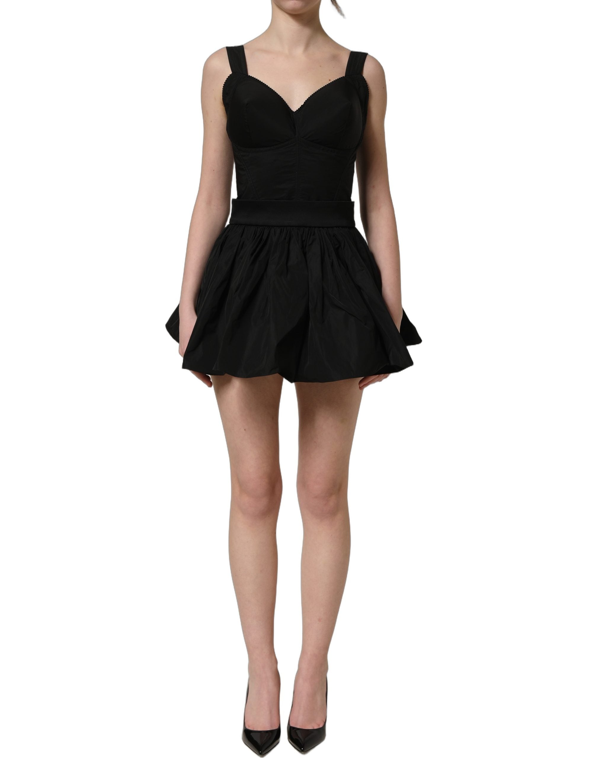 Dolce & Gabbana Black Nylon A-Line Sleeveless Mini Women's Dress