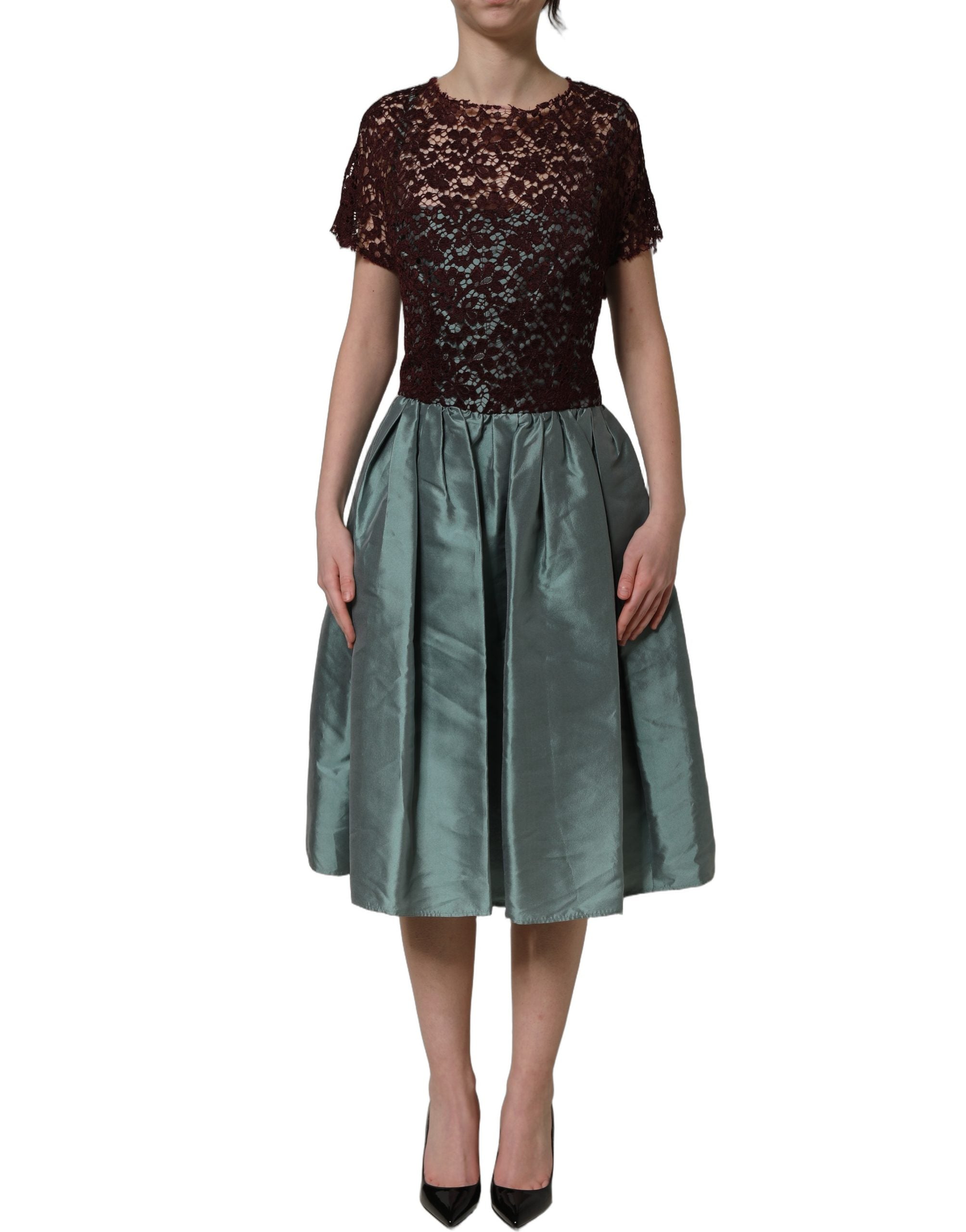 dolce and gabbana floral lace dress Floral lace midi dress in Black for Women