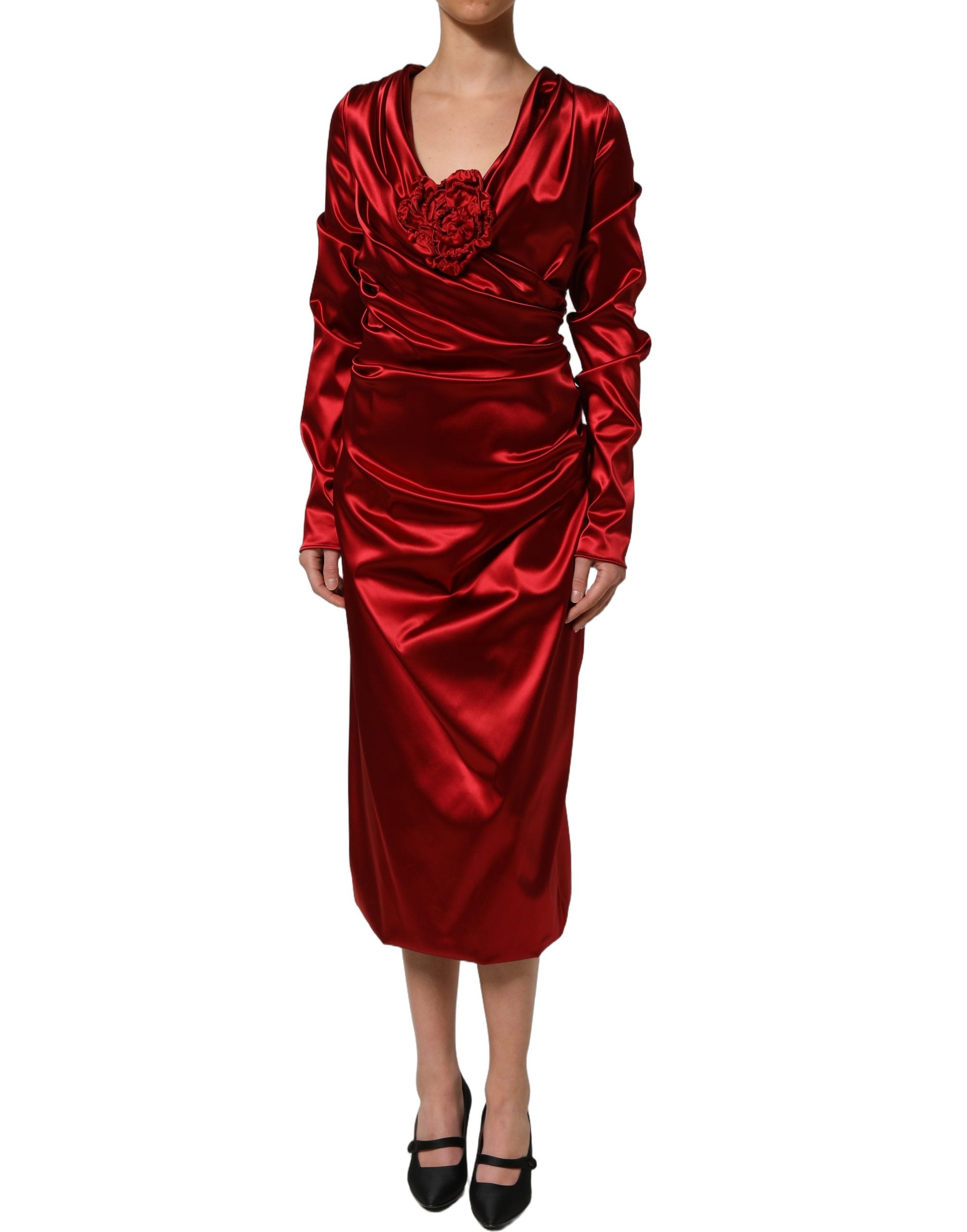 dolce gabbana red velvet dress Dolce & Gabbana Red Velvet Animal Print Dress Sz.46/XL