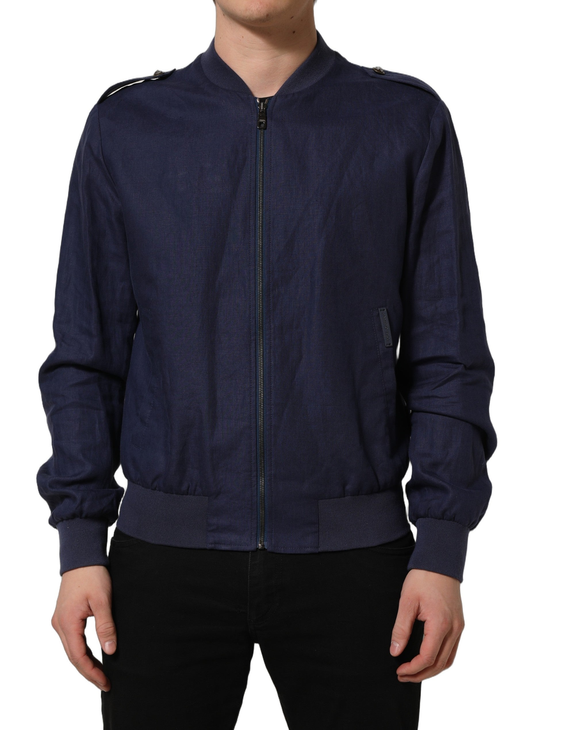 Dolce & Gabbana Blue Linen Full Zip Men Bomber Men's Jacket – Bluefly