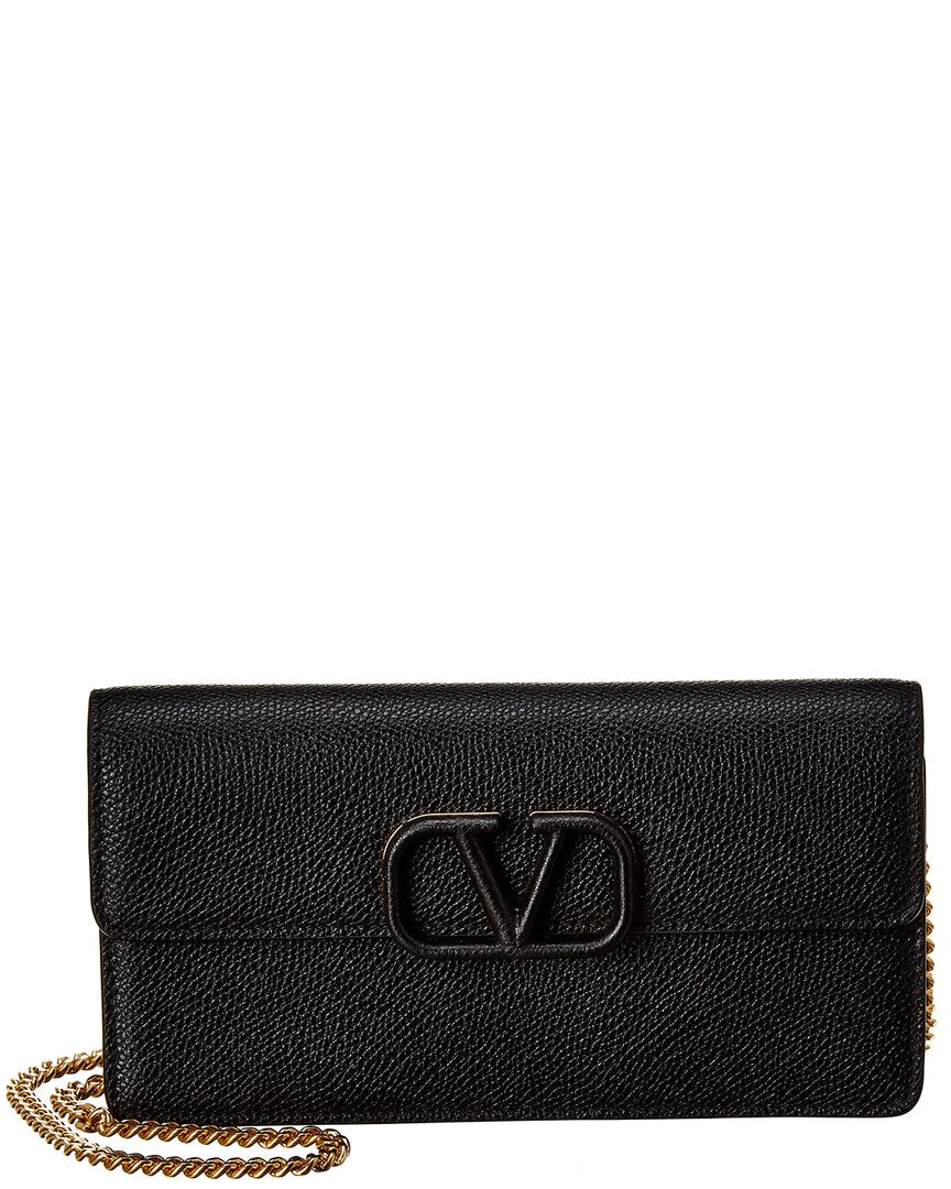 【VALENTINO】VSLING WALLET WITH CHAIN Valentino Vsling Small Grainy Leather Wallet On Chain – Bluefly