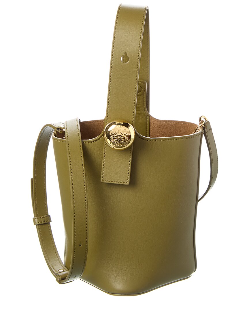 【LOEWE】Pebble Bucket Bag Mini in Olive Green Mini Pebble bucket in smooth calfskin Green - LOEWE