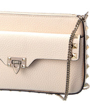 Valentino Rockstud Grainy Leather Wallet On Chain