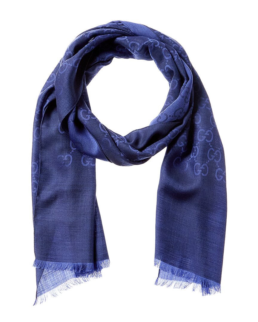 Gucci Logo Small Jacquard Wool & Silk-Blend Scarf – Bluefly