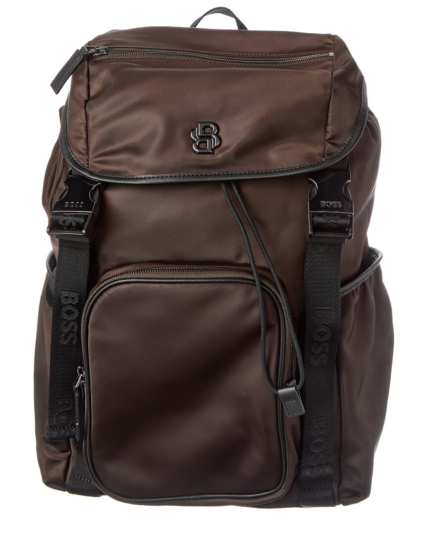 boss backpack leather BOSS Men's B-ICON-BACKPACK Brown Backpack