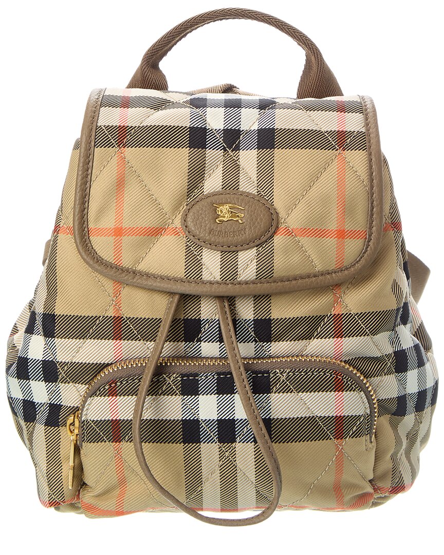 Burberry Horseshoe Mini Check Canvas & Leather Backpack – Bluefly