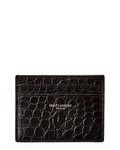 Saint Laurent Croc-Embossed Leather Card Case